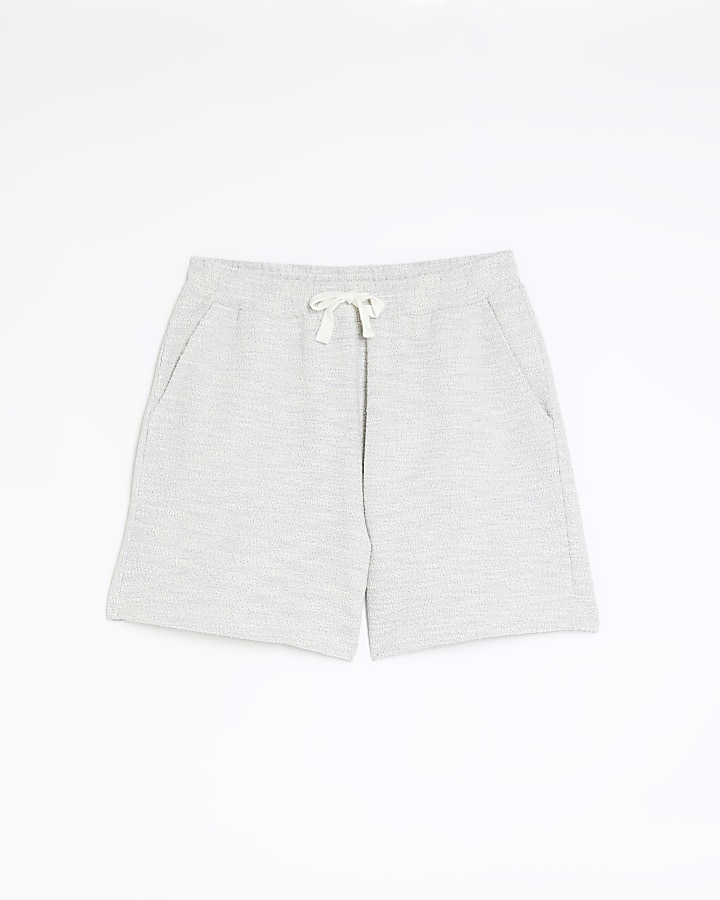 Grey regular textured boucle shorts
