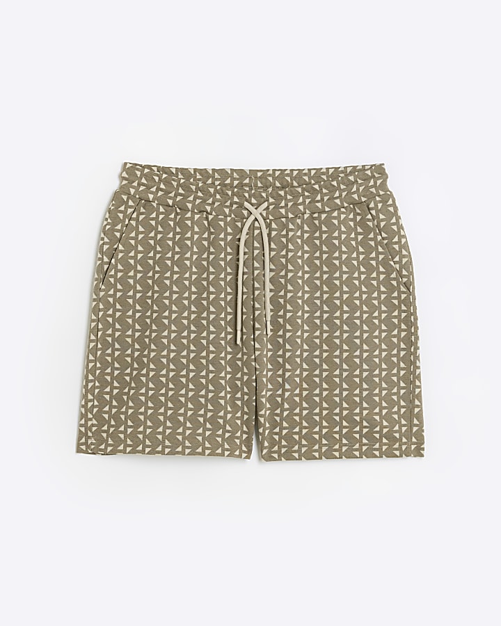 Stone regular fit geometric print shorts