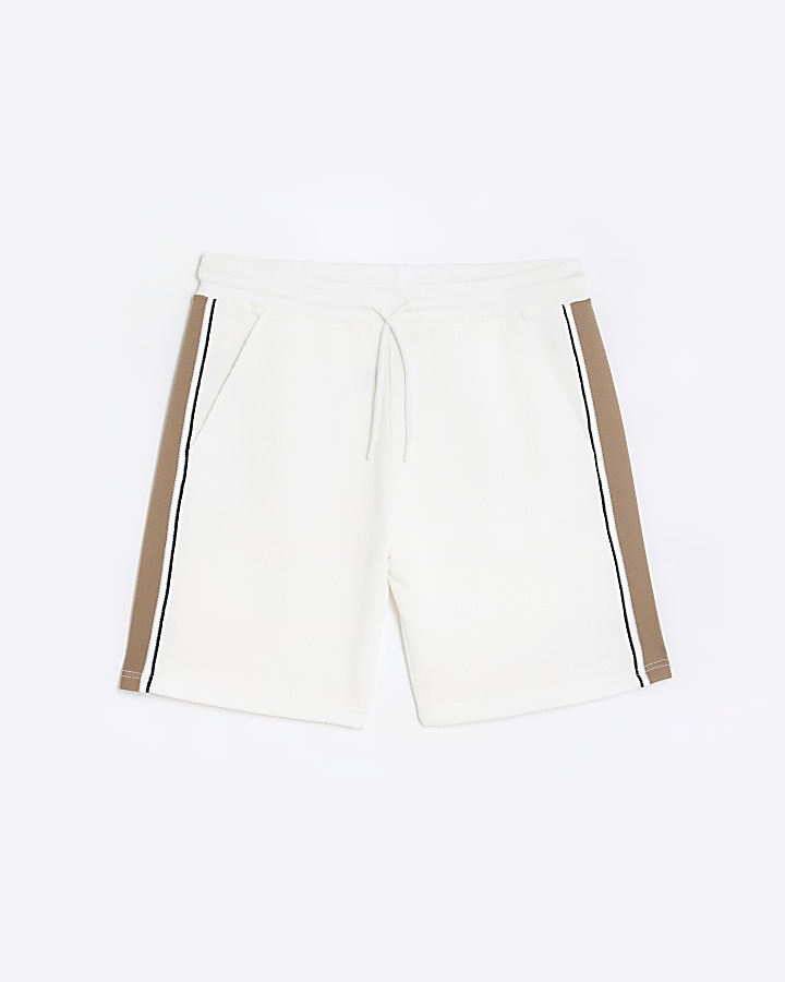 Ecru regular striped pocket tape shorts