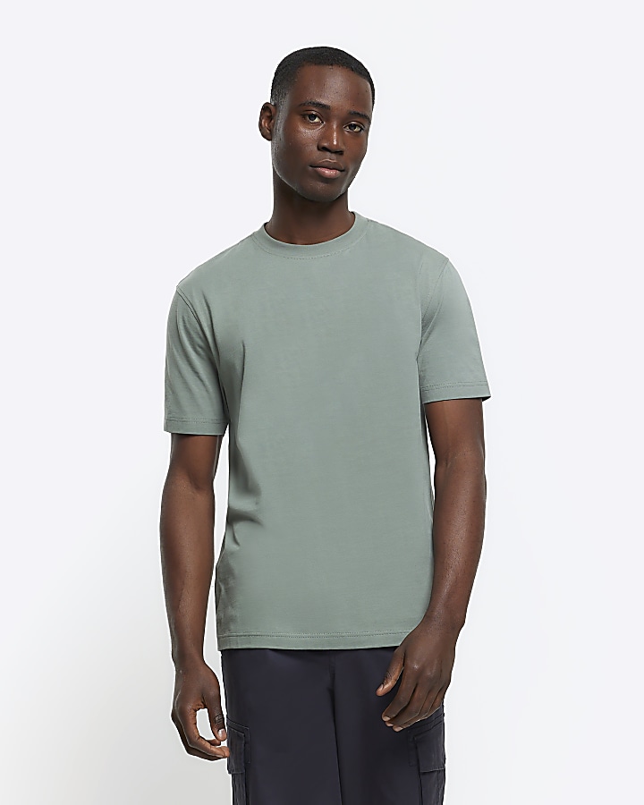 Sage green slim fit t-shirt | River Island