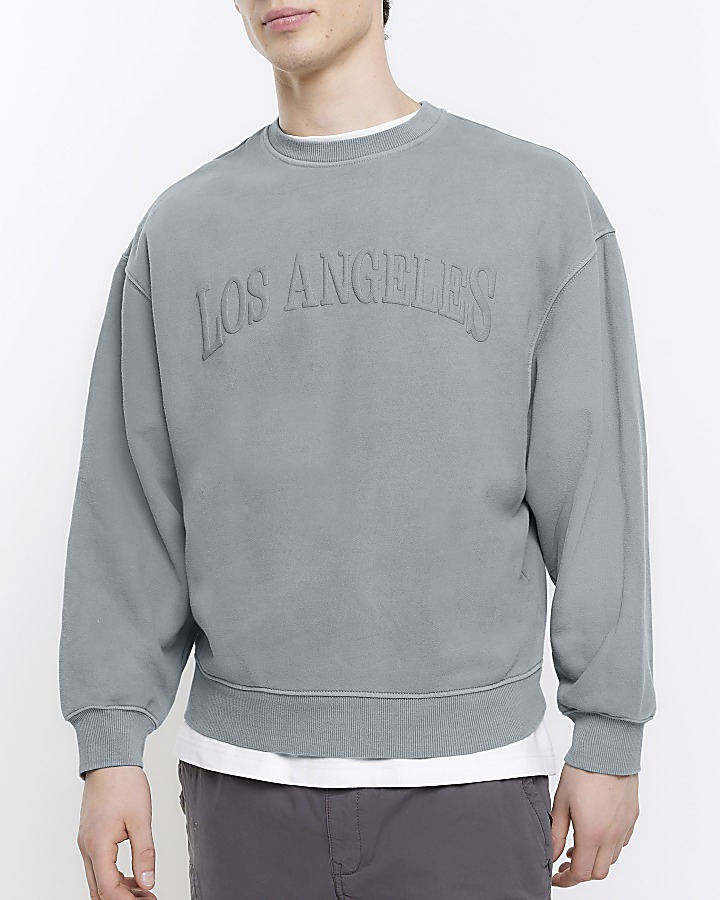 Washed grey oversized Los Angeles sweatshirt
