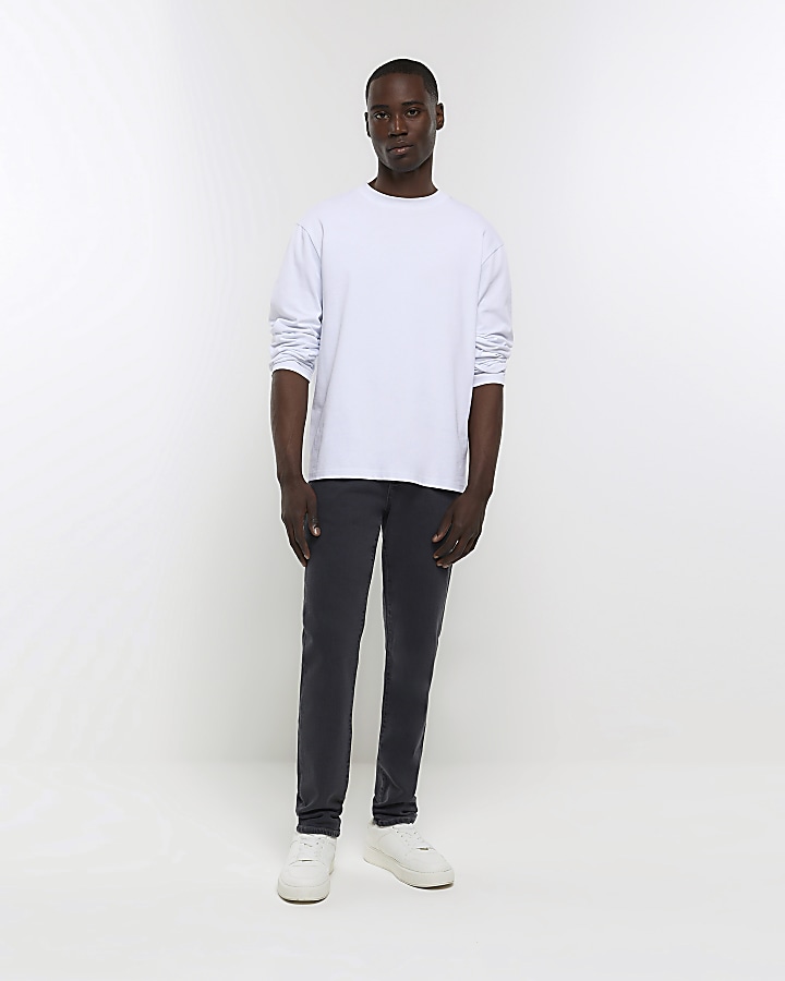 Grey slim fit faded jeans | River Island