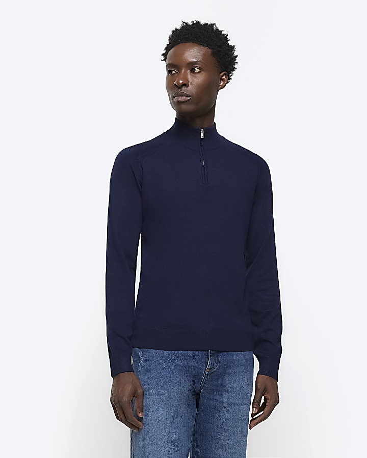 Navy zip outlet jumper