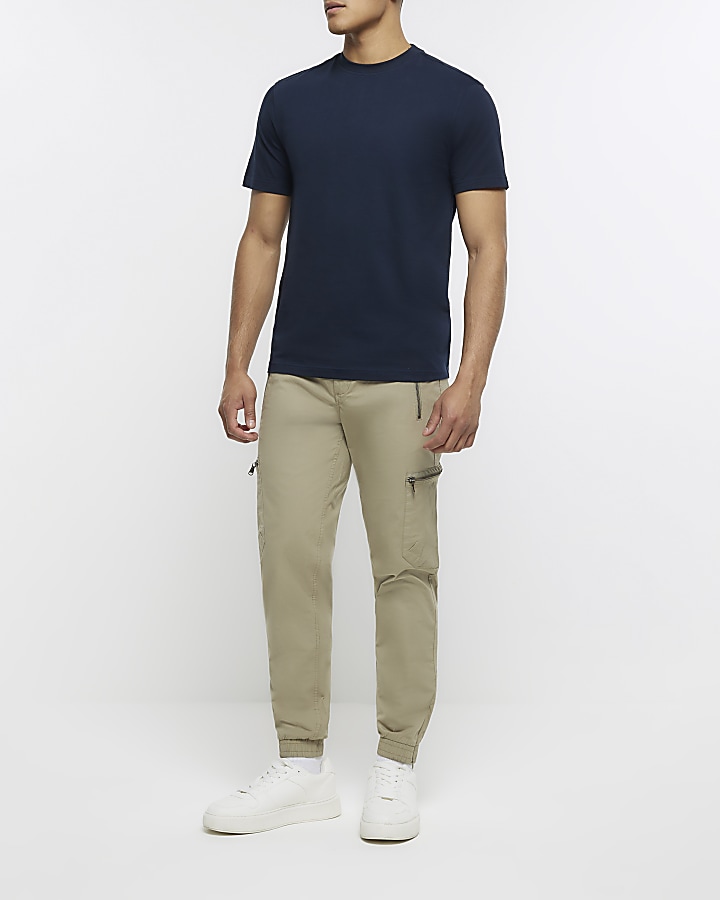 Navy slim fit tshirt River Island