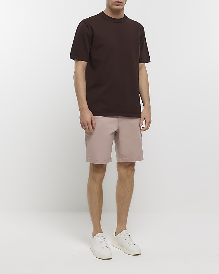 Pink slim fit chino shorts