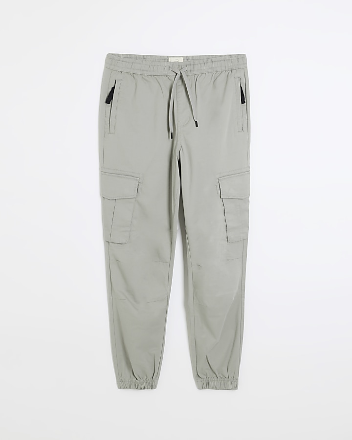 Washed grey regular fit cargo joggers