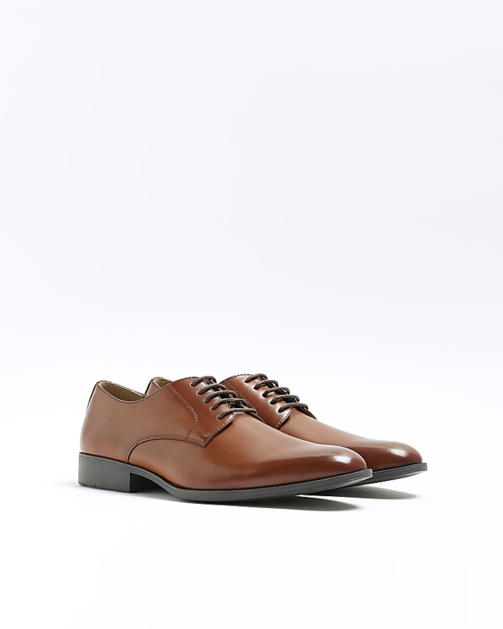 Brown formal derby shoes