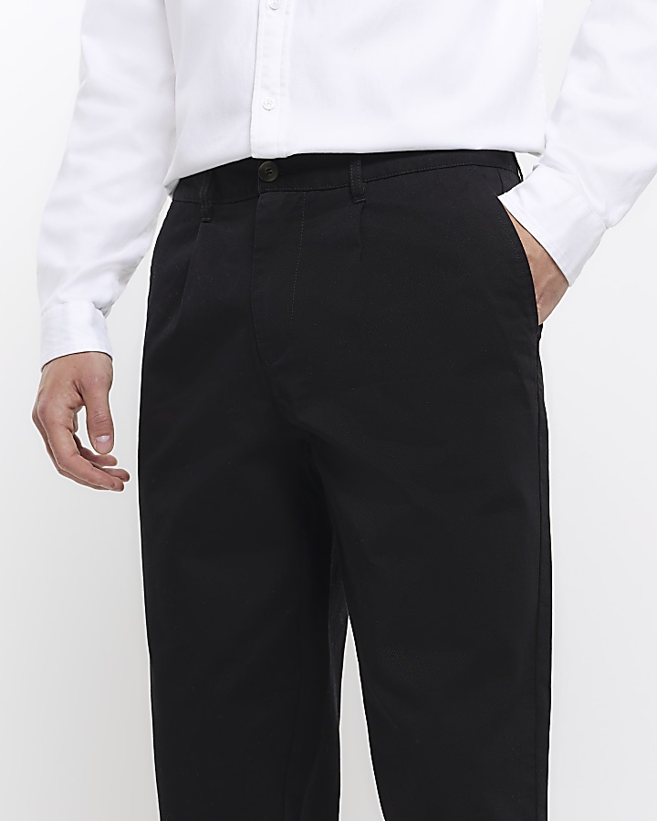 Black tapered fit casual chino