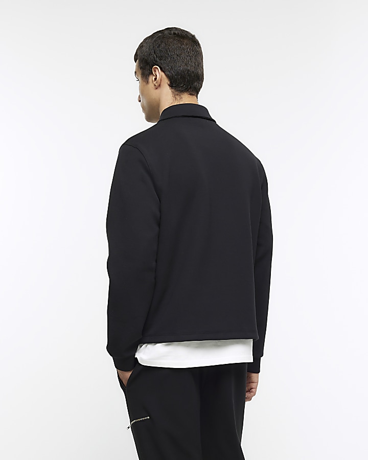 Black regular fit neoprene smart jacket | River Island