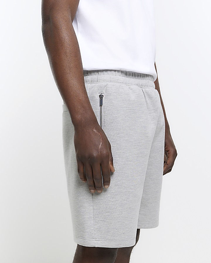 Grey regular fit neoprene smart shorts