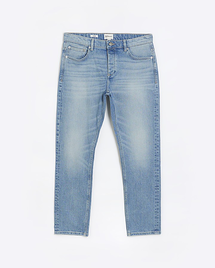Light blue slim fit faded jeans