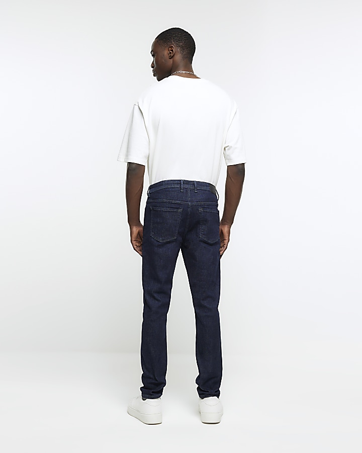 Dark blue skinny fit jeans | River Island