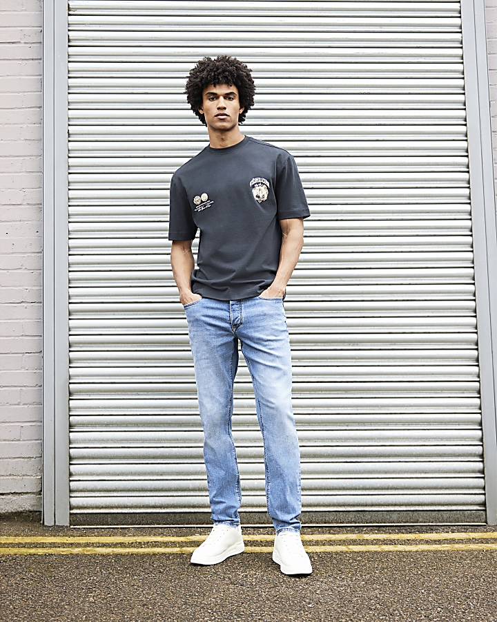 Blue slim fit jeans | River Island