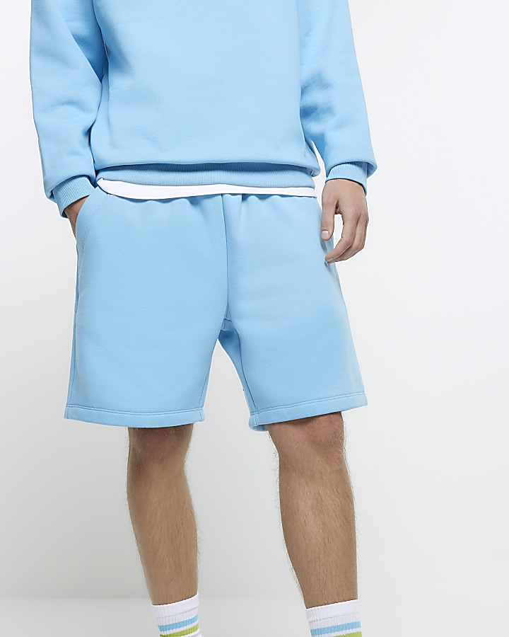 Blue regular fit jersey shorts