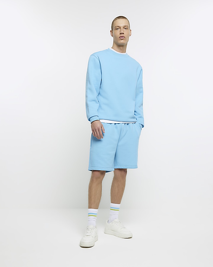 Blue regular fit jersey shorts