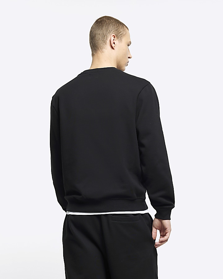 Black regular fit long sleeve sweatshirt