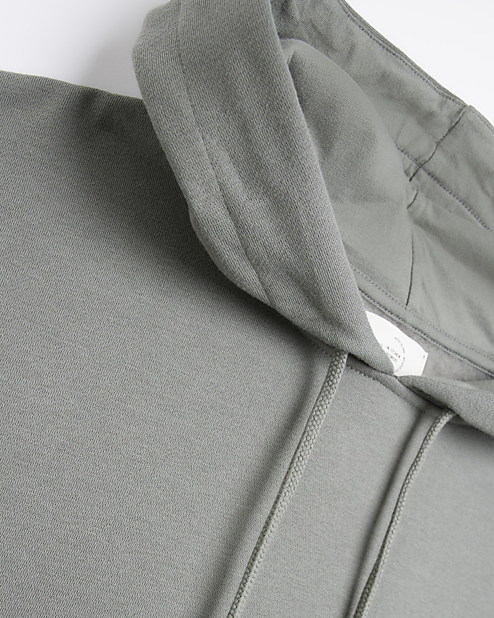Khaki slim fit plain hoodie