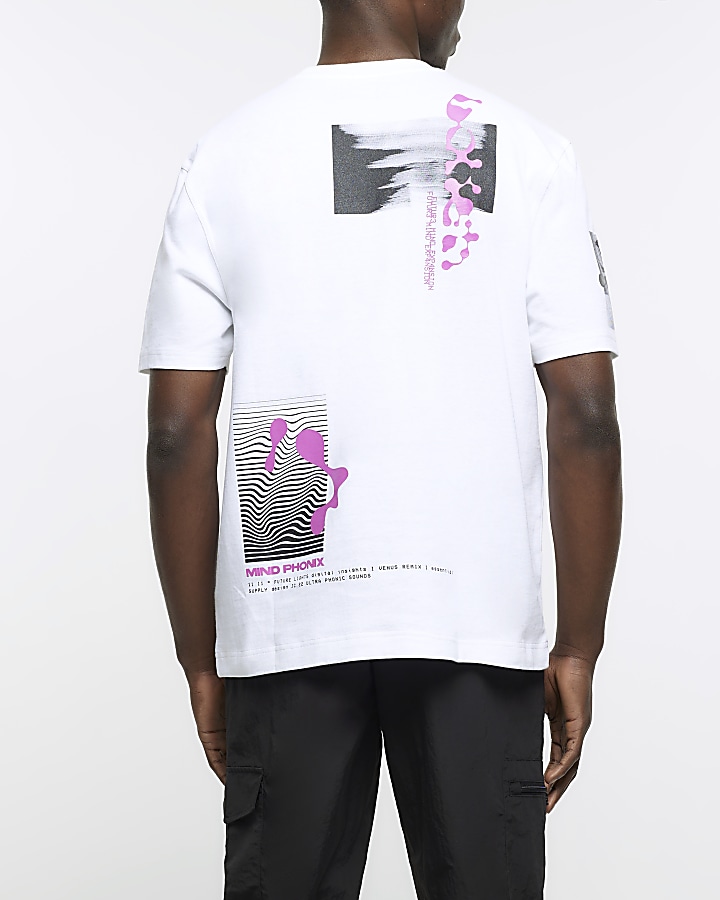 White regular fit graphic placement t-shirt