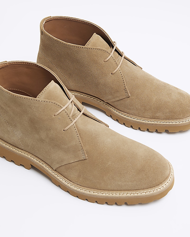 Stone suede desert boots River Island