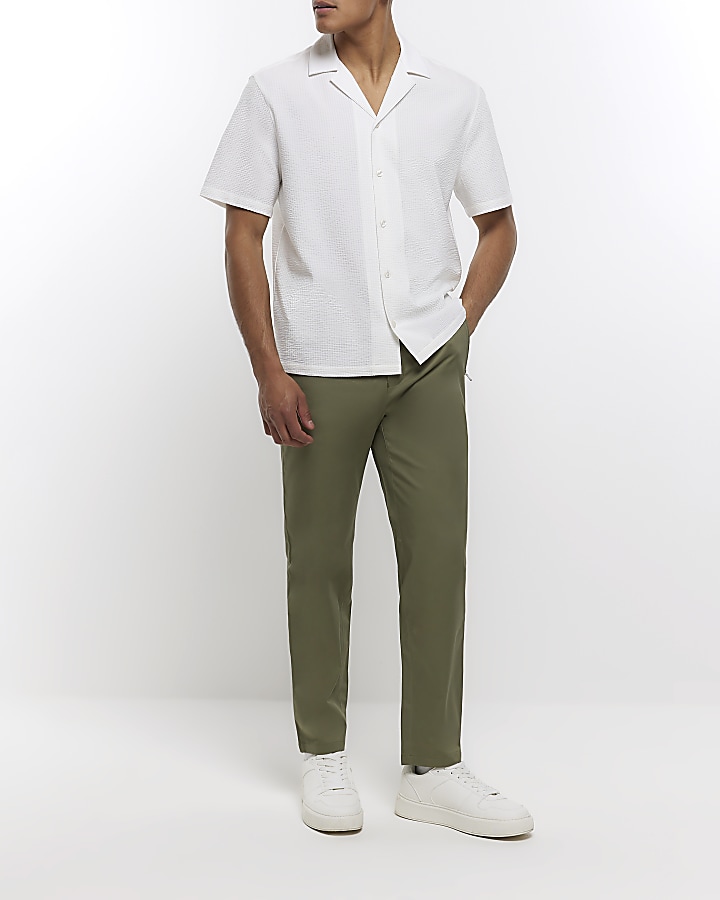 Khaki slim fit smart pull on chino