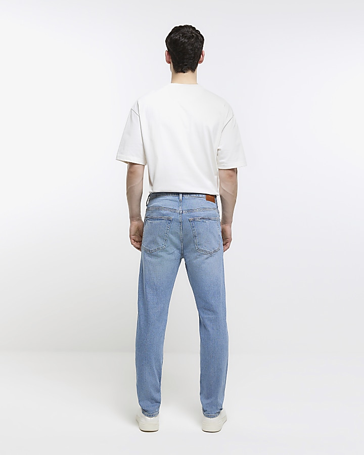 Blue tapered fit jeans