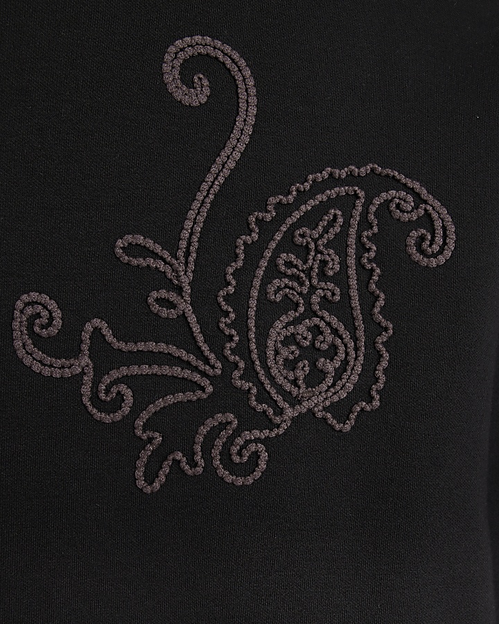 Black regular fit embroidered sweatshirt