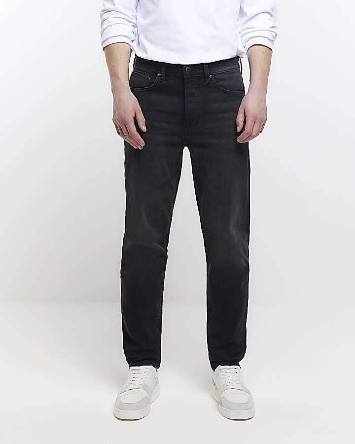 Black tapered fit jeans | River Island