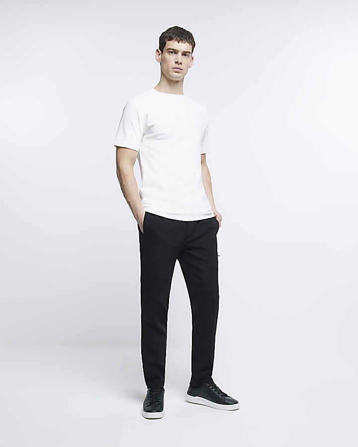 White slim fit textured tshirt River Island