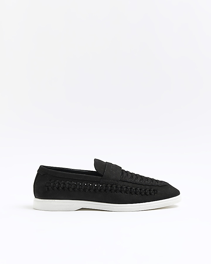 Black woven loafers