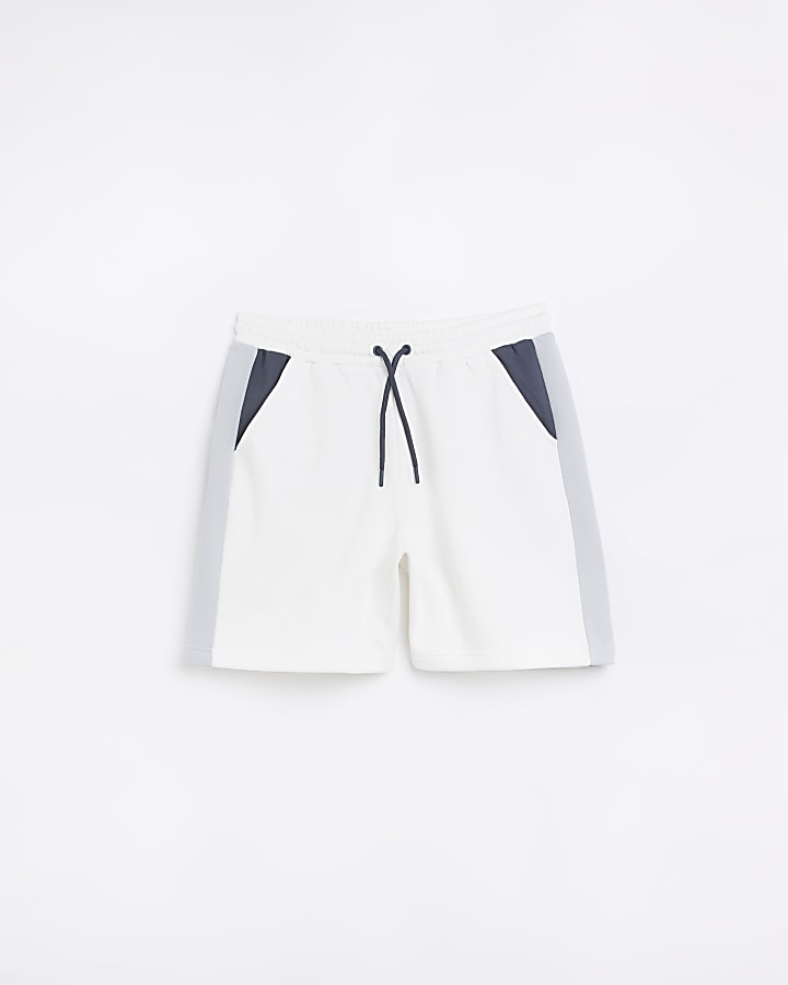 White regular fit colour block shorts