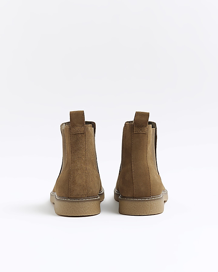Stone suede Chelsea boots