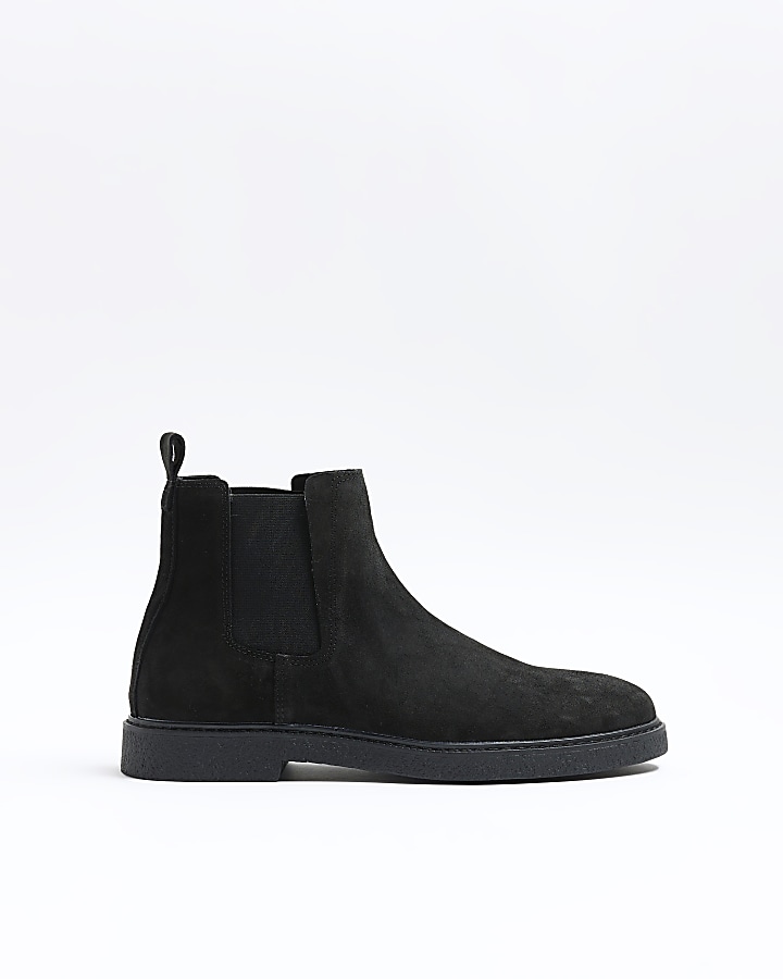 Black suede chelsea boots