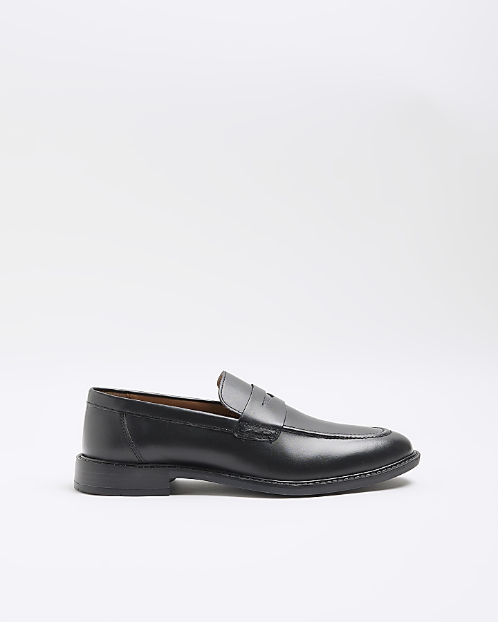 Black Leather Penny Loafers