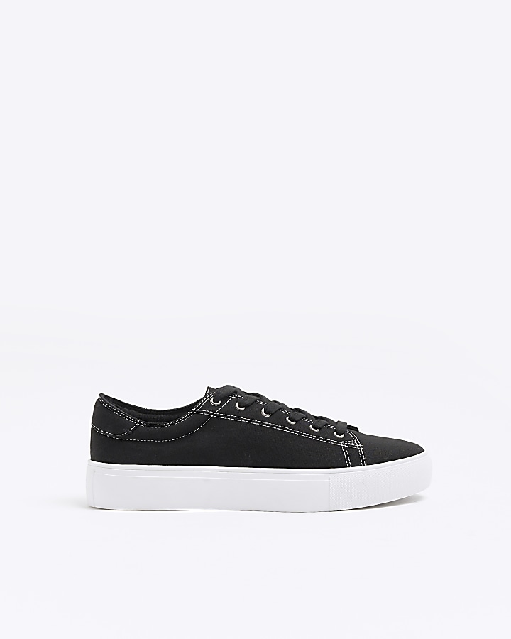 Ladies black best sale canvas pumps