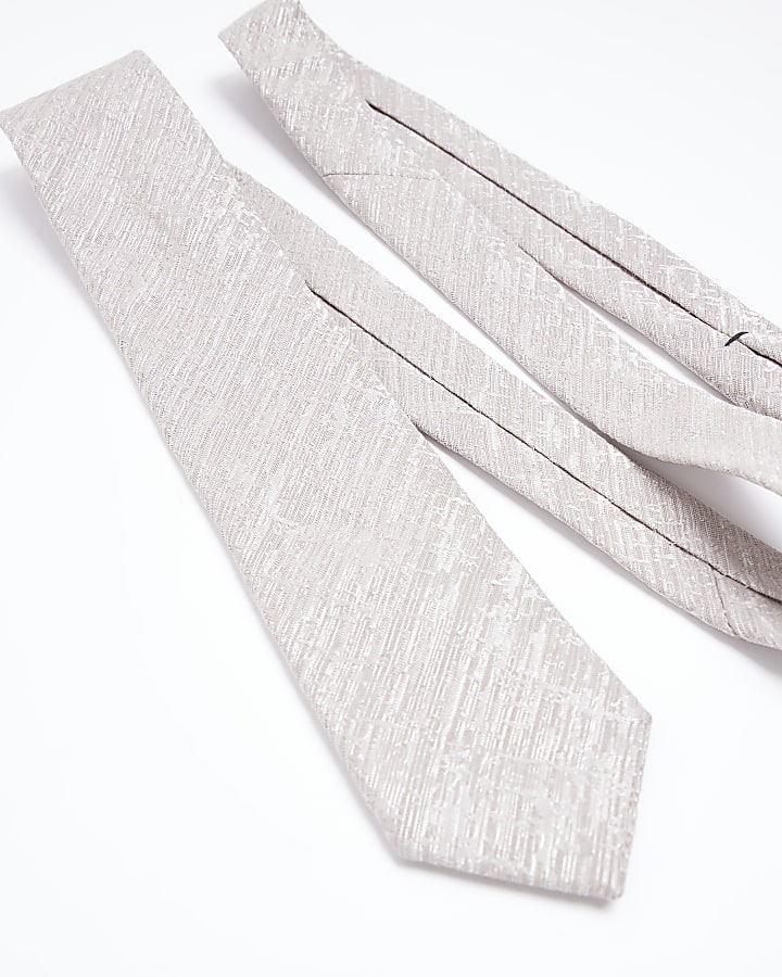 Beige textured tie