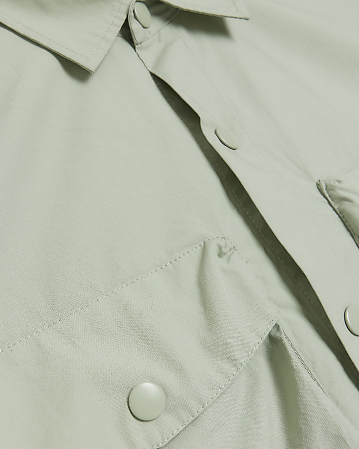 Green regular fit short sleeve utility shirt