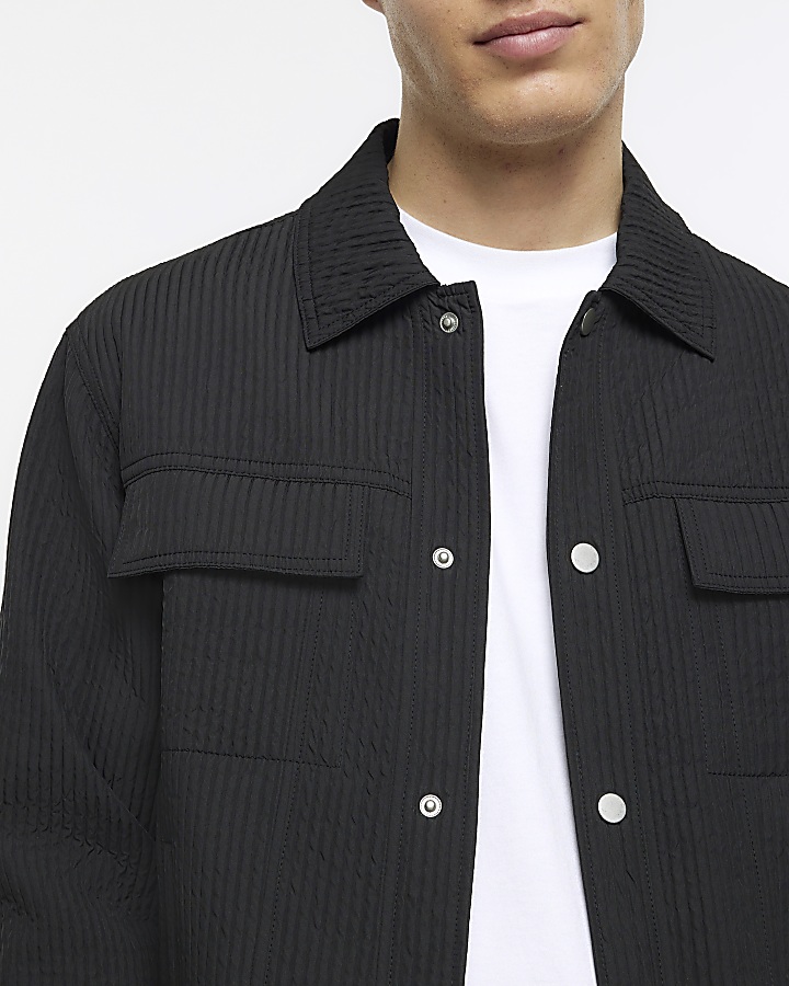Black regular fit pleated western jacket