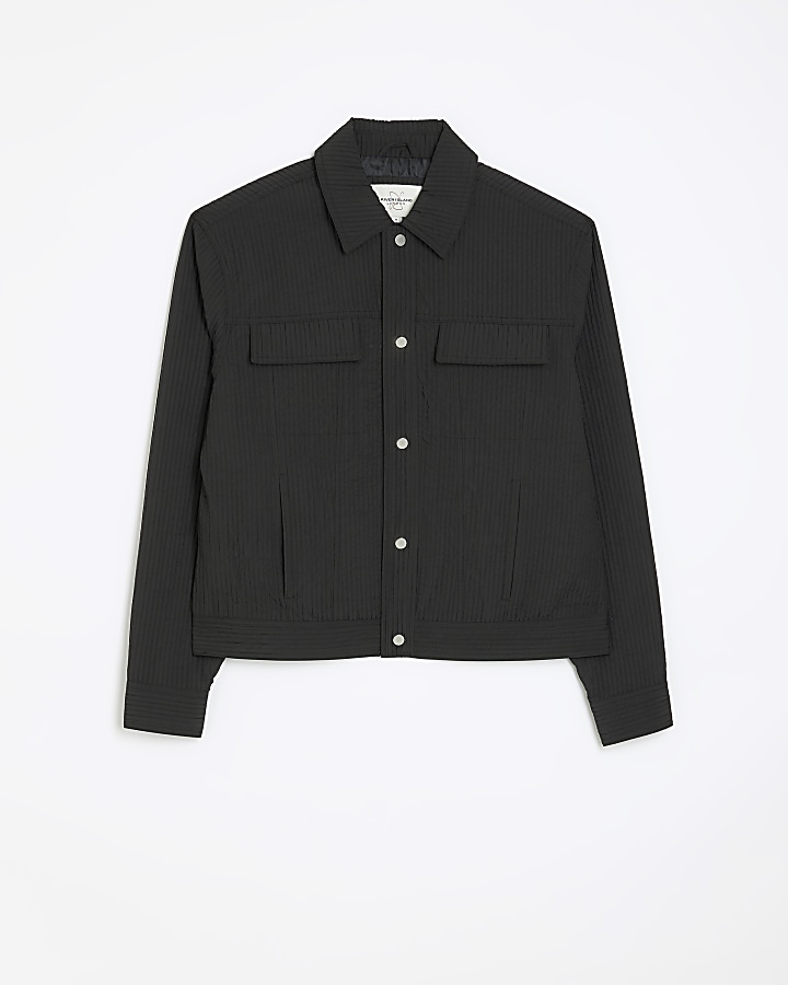 Black regular fit pleated western jacket