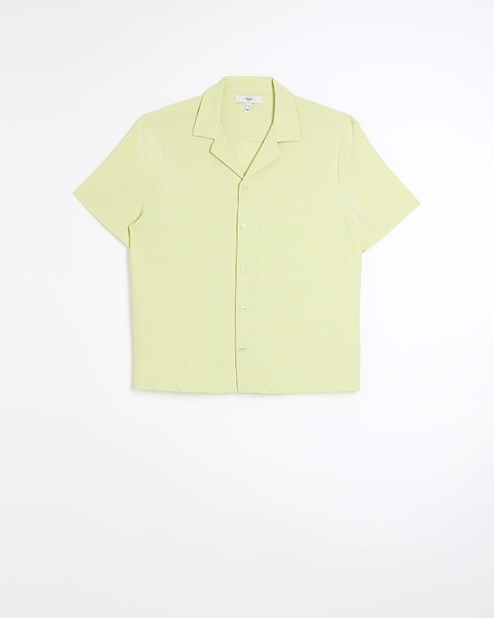 Light green regular fit seersucker shirt