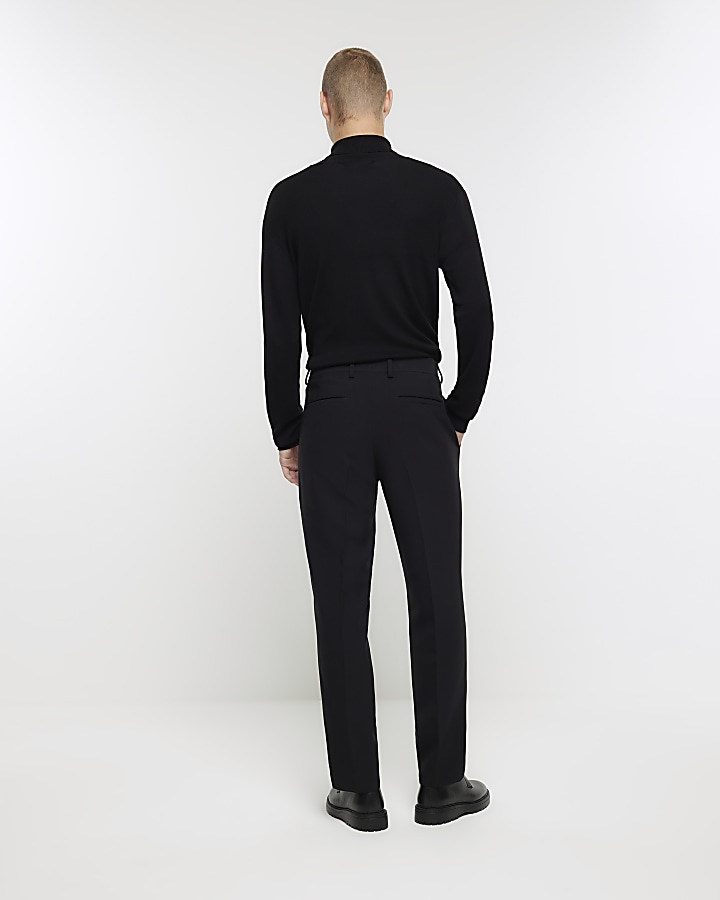 Black slim fit textured smart trousers River Island