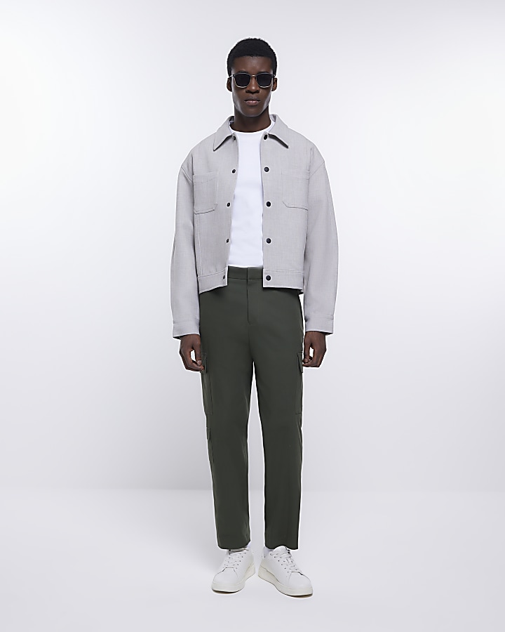 Khaki Slim Fit Cargo Trousers | River Island