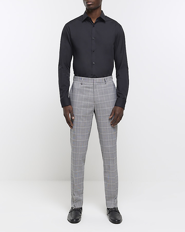 Grey check skinny fit hot sale trousers