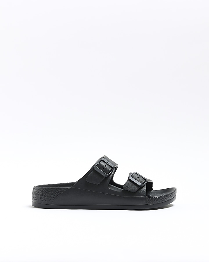 Black double strap sandals