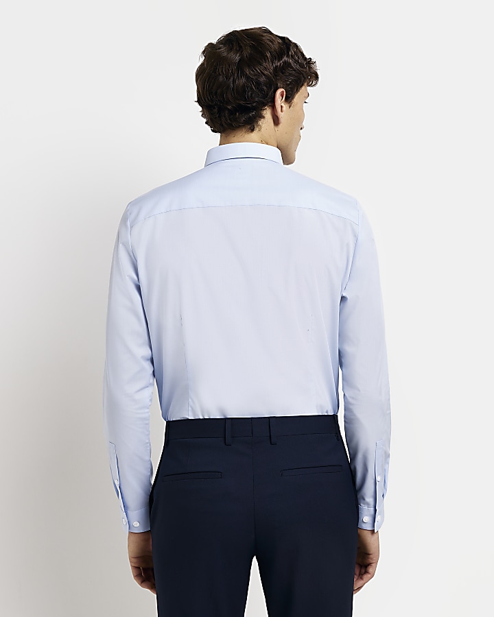 Blue slim fit smart shirt multipack