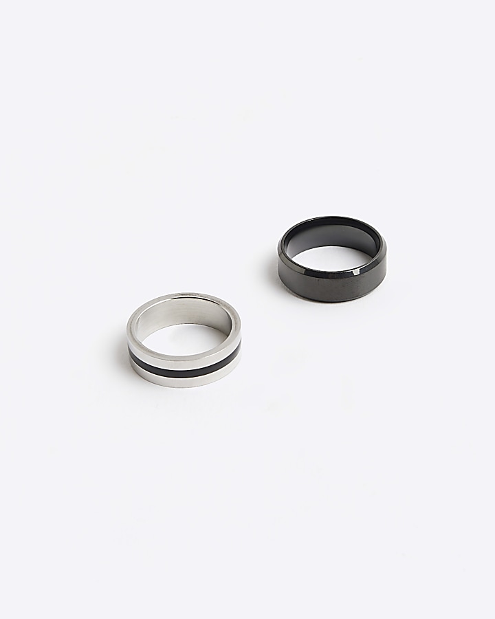 2PK black stainless steel rings