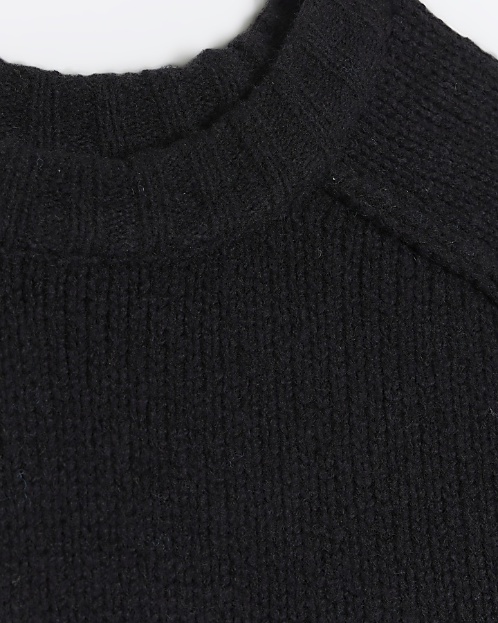 Black regular fit wool blend jumper