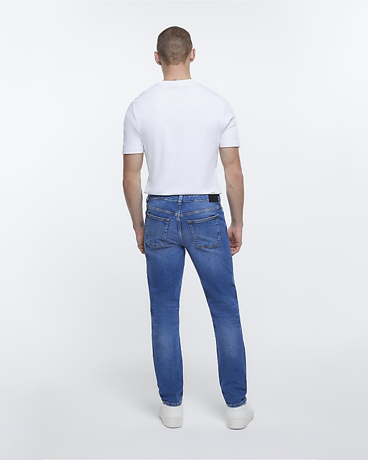 Blue slim fit ripped jeans | River Island