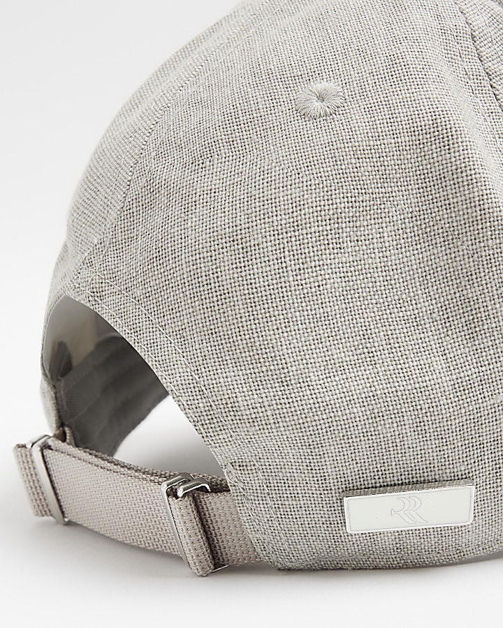 Grey linen blend cap River Island
