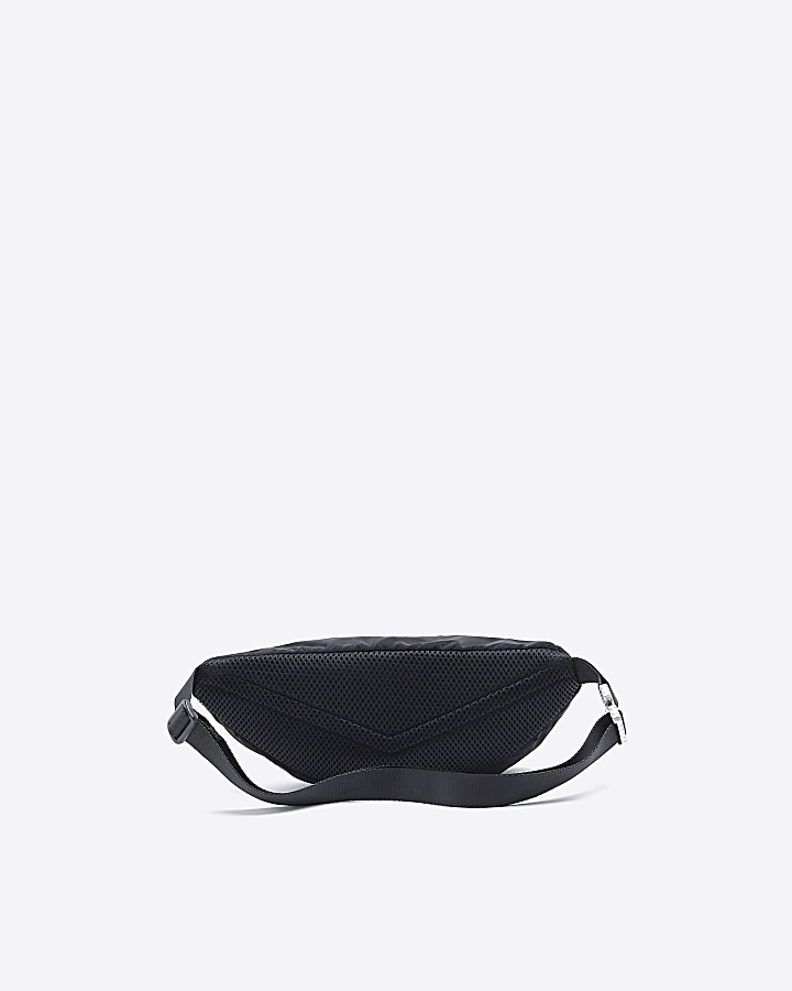 Black double zip cross body bag River Island