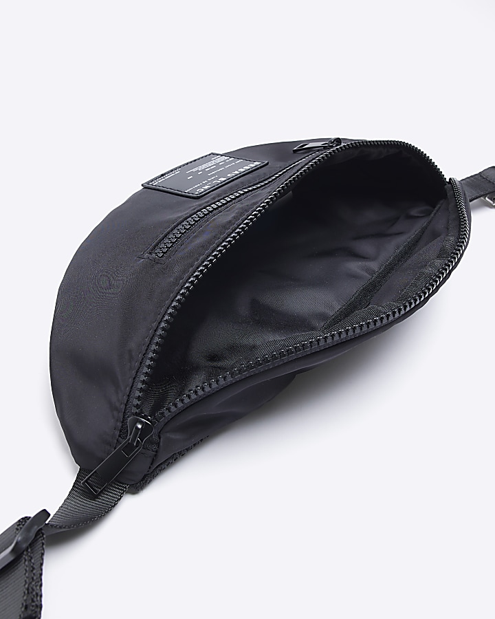 Black double zip cross body bag